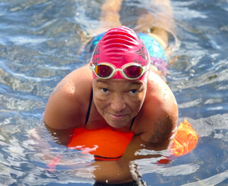 A picture of a winter swimmer.